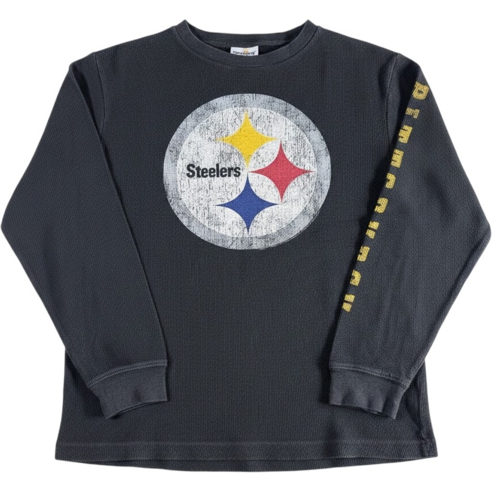 Old Navy Long Sleeve Waffle Knit Thermal Shirt Youth Sz M Pittsburgh Steelers